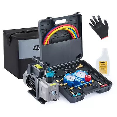 $119.99 • Buy OMT Combo 3,5CFM 1/4hp Air Vacuum Pump HVAC Refrigeration AC Manifold Gauge Set