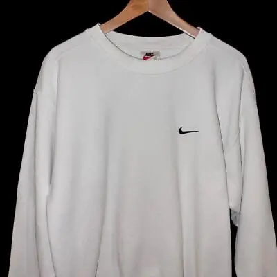 USA Made VTG 90s Nike Small Check Swoosh Crewneck Sweat Shirt Travis Scott M • $26.53