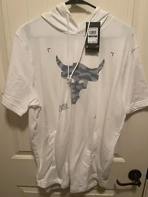 Under Armour Project Rock Terry Short Sleeve Hoodie White 1370465-100 Mens Sz XL • $36.99