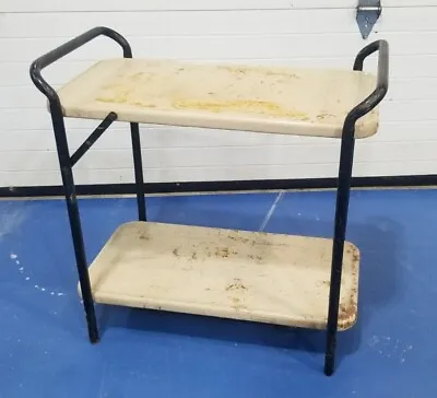 Vintage Folding Collapsible Kitchen Cart   Utility Cream Metal Table Stand • $125