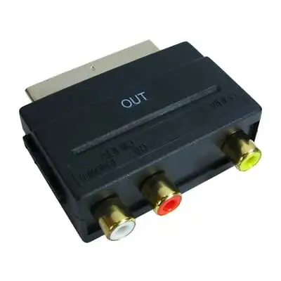 SCART To 3 X RCA AV Adapter Triple Phono Composite AV Converter - OUT DIRECTION • £3.09