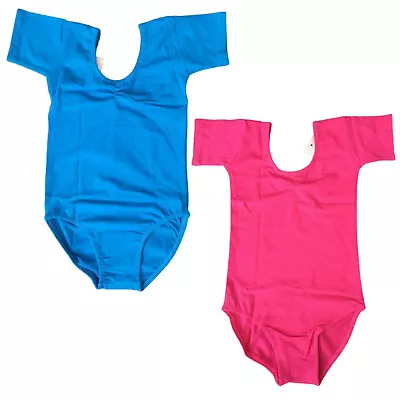 £7.50 • Buy Girls Short Sleeve Ballet Leotard Pink Or Blue Age 3 - 8 Years