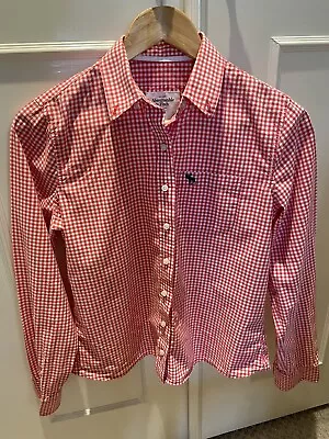 Abercrombie & Fitch Women’s Blouse Shirt Red Gingham Checked Cotton Size Medium  • £9