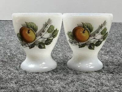 Vintage White Milk Glass Egg Cup With Fruit Motif • $14.99