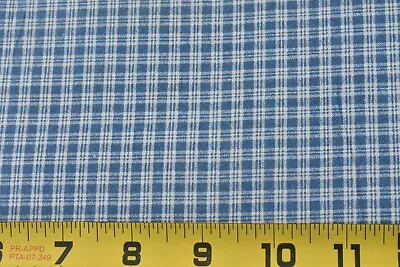 By 1/2 Yd Vintage Blue & Cream Plaid Cotton P8996 • $4.50