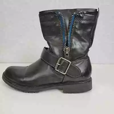 Madden Girl Womens Fashion Boots Size 6.5 Black Leather Buckle Zip Ankle • $25
