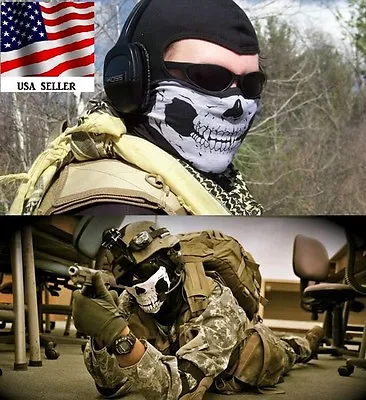 Skull Mask Half Face Bandana  Ski Motorcycle Biker Paintball Balaclava • $8.99