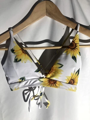 $4 • Buy Zaful Bikini Swimsuit Adjust Top SUNFLOWER Yellow & White Sz Small