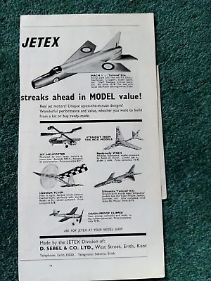 £2.25 • Buy El44 Ephemera 1962 Advert Jetex Aeroplane Models 