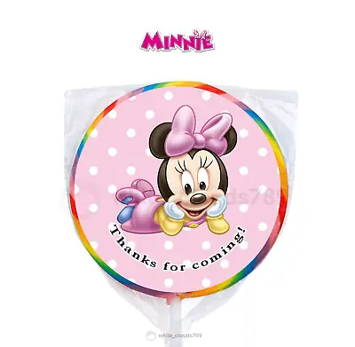 24 Custom Baby Minnie Mouse 1.67  Sticker Labels For Birthday Shower Party Favor • $3.75