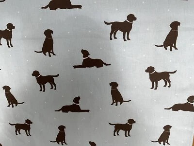 £10 • Buy Clarke & Clarke Rover Duck Egg Linen Canvas Chocolate Labrador Fabric 1 Metre