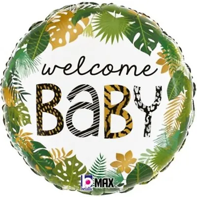 JUNGLE THEME NEW BABY BALLOON - 18  Foil BABY SHOWER GENDER REVEAL WELCOME • £2.95
