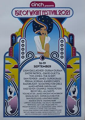 £10.99 • Buy Isle Of Wight Festival 2021 A3 Poster Razorlight Primal Scream Example Sam Feldt