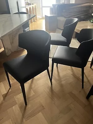 Living By Design X6 Vegan Leather Black Dining Chairs Excellent Cond BARGAIN!!! • $690