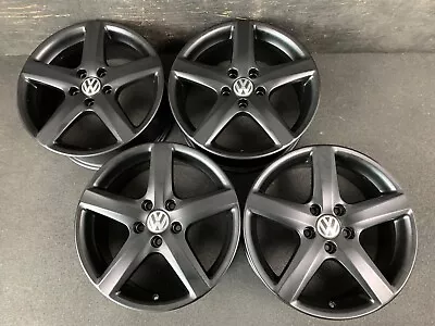 (4) VW Volkswagen Jetta GLI Satin Black Powder Wheels Rims + Caps 17  Hol.69912 • $795
