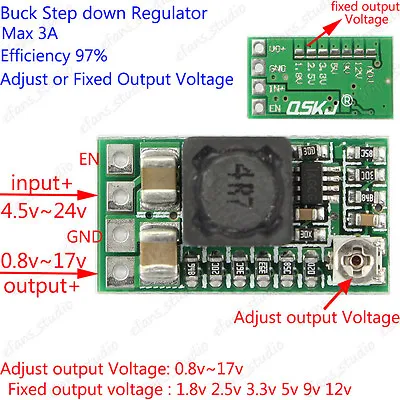 DC Buck Step Down Adjustable Voltage Regulator Module 5v~24v To 1.8v 3.3v 12v 2A • £1.31