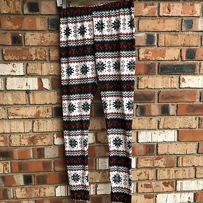 Oya Women One Size Snowflake Patterned Leggings Nordic Leggings Red White Winter • $6.77