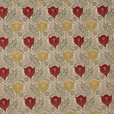 Warwick Ashbee Vintage Fabric | Jacquard Floral Tulips Curtains Upholstery Craft • £2.49