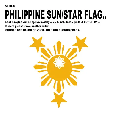 $3.99 • Buy Decal Die Cut Vinyl Stickers Philippine Sun Star Flag Pride Filipino Pinay Pinoy