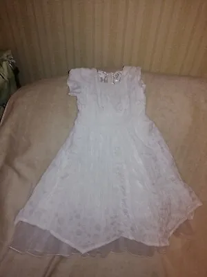 Pampolina Girls White Dress Year 4 Holly Communion Wedding • £9.99