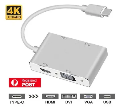 USB-C Type-C To DVI HDMI VGA USB3.0 Adapter 4K*2K 4K HD For Apple IPad Mini AU • $25.25
