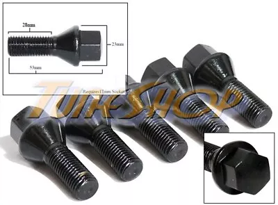 5 VW 28MM TUNER WHEELS RIMS LUG BOLTS NUTS 12x1.5 CONE TAPER CONICAL BLACK • $18.95