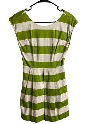 $12.95 • Buy Forever 21 Juniors L Floral Fit And Flair Short Green And White Striped Dress