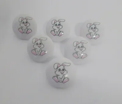 5 X Pink And White Rabbit Picture Buttons 15mm Shank Buttons  • £1.17