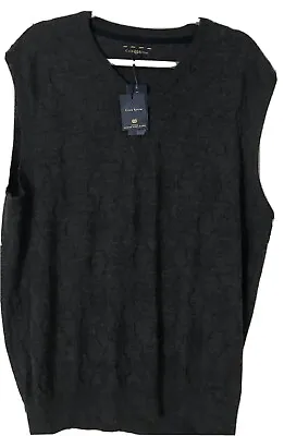 Club Room Merino Textured Argyle Vest Ebony Heather XL • $18.39