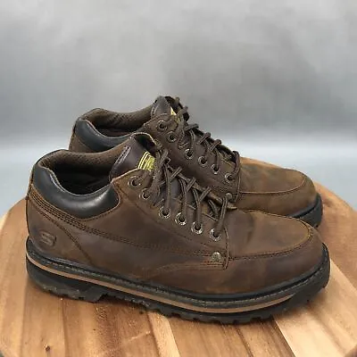 Skechers Mariner Moc Toe Boots Mens 10 Brown Leather Lace Up Ankle • $29.99