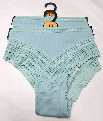 Set 2 Ex M&S Ladies Size 16 Underwear Set Of 2 Highleg Green Knickers  • £5.99