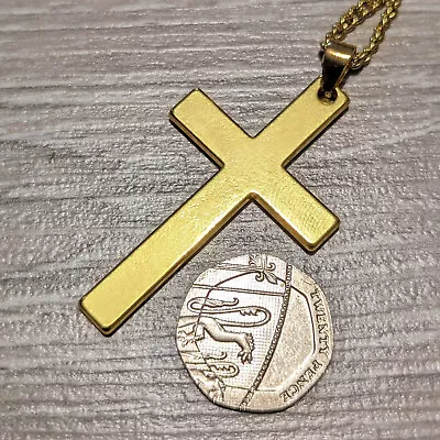 Large Cross Necklace - Religious Crucifix Chain -  Mens Womens Hip Hop Jewellery • £3.99