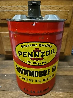 Vintage Pennzoil 6 1/4 Gallon Snowmobile Oil Gas Mixture Can • $99.95