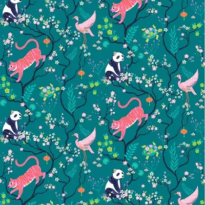 Fat Quarter Dashwood Studios Blossom Days Metallic Japanese Tiger Cotton Fabric • £4.20