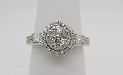 Zales 10K White Gold 3/4CTW Genuine Diamond Engagement Ring ~Invisible Set Halo • $499.95