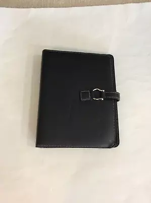 Franklin Covey Black Leather 7 Ring Binder/Planner Snap Closure Buckle Strap • $25