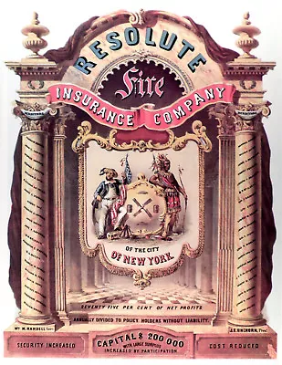Vintage Fire Insurance Co Ad POSTER.Home Interior Wall.Resolute Art.1890 • $30