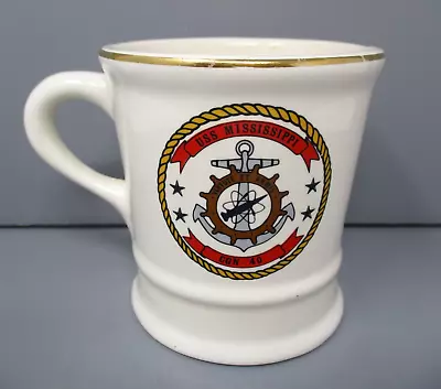 Vintage USS Mississippi Navy Ship Mug Mil Cream Ceramic Cup • $16.99