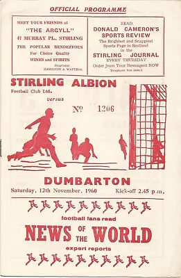 £1.25 • Buy 1960/61 Prog STIRLING ALB V DUMBARTON (Div 2)