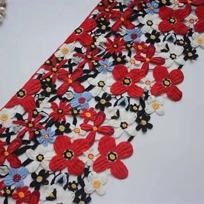 1Yard Colorful Venice Lace Trim Flowers Lace Fabric Sewing Dress Cloth DIY Craft • $4.99