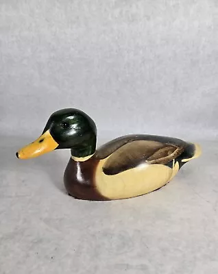 Vintage Hand Painted Decorative Art Collectible Wooden Duck 12  Realistic Eyes • $33