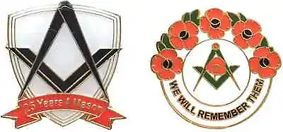 25 Years A Mason Masonic Badge And Masonic We Will Remember Enamel Badge • £9.99
