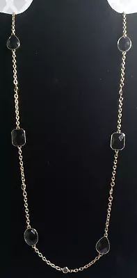 £4.92 • Buy Vintage Anne Klein Necklace Acrylic Bezel Stations Gold Tone 40  Signed