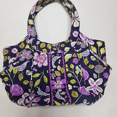 Vera Bradley Floral Nightingale Bird Print  Purse Handbag Shoulder Bag Navy Pink • $27.99