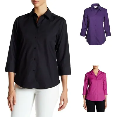 $14.99 • Buy NWT Womens Size 6 6P 8 8P 12P 14 14P Nordstrom Foxcroft Shaped Fit Shirt Top