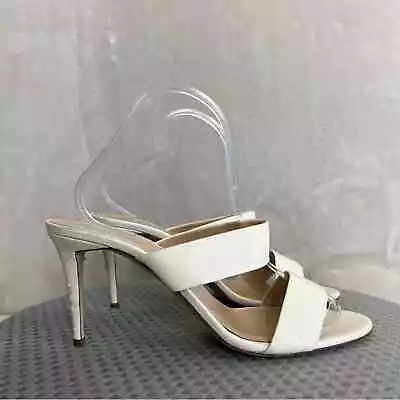 J. Crew Heels Womens 9 Double Strap White Leather High Heeled Sandal Shoes WORN • $19.98