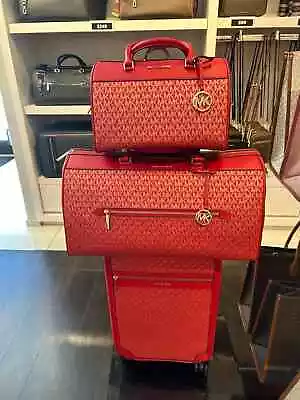 Michael Kors Travel Trolley Suitcase Duffle Luggage Bag For Travel Red Multi • $500