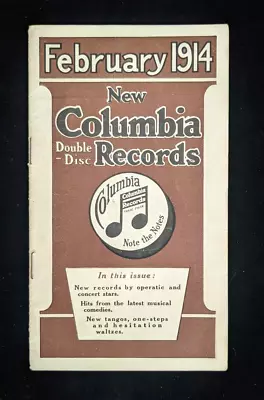 Original 1914 February Issue Of New COLUMBIA RECORDS Booklet • $14.95