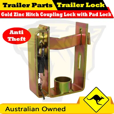 $21.50 • Buy Superior Gold Zinc Hitch Coupling Lock With Padlock - Boat Box Jetski Trailer