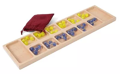 MANCALA GAME BOARD - Amish Handmade Solid Maple With Marbles And Storage Pouch • $107.99